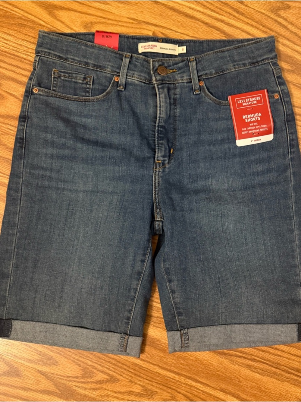 Signature by Levi Strauss & Co. Women's Bermuda Shorts denim cuffed hem size 8